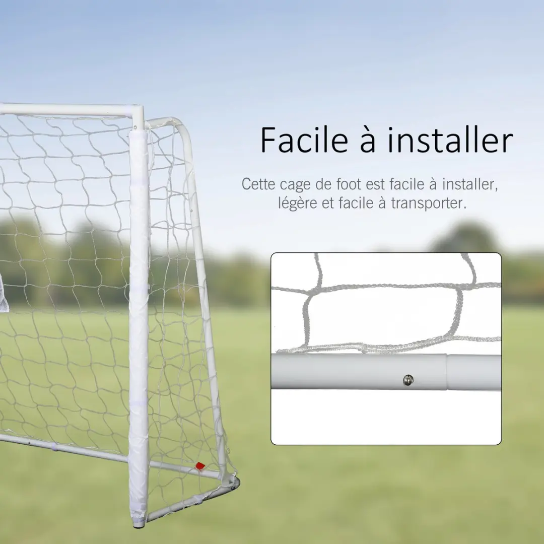 Homcom Voetbaldoel 186x62x123cm - Wit