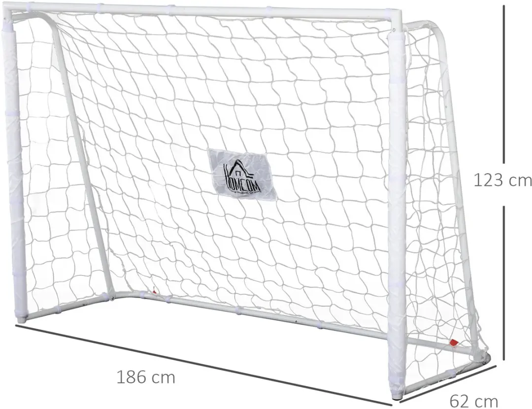 Homcom Voetbaldoel 186x62x123cm - Wit