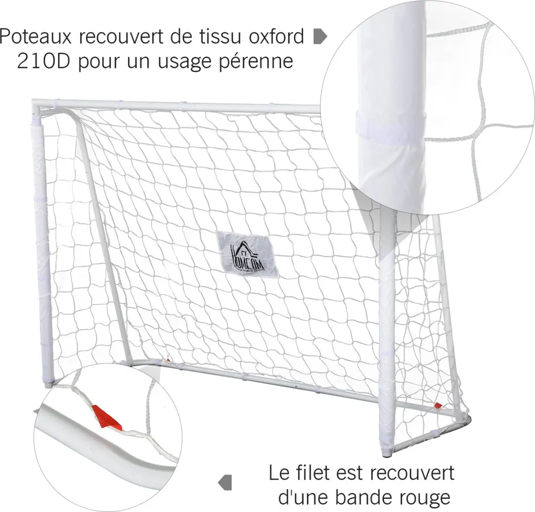 Homcom Voetbaldoel 186x62x123cm - Wit