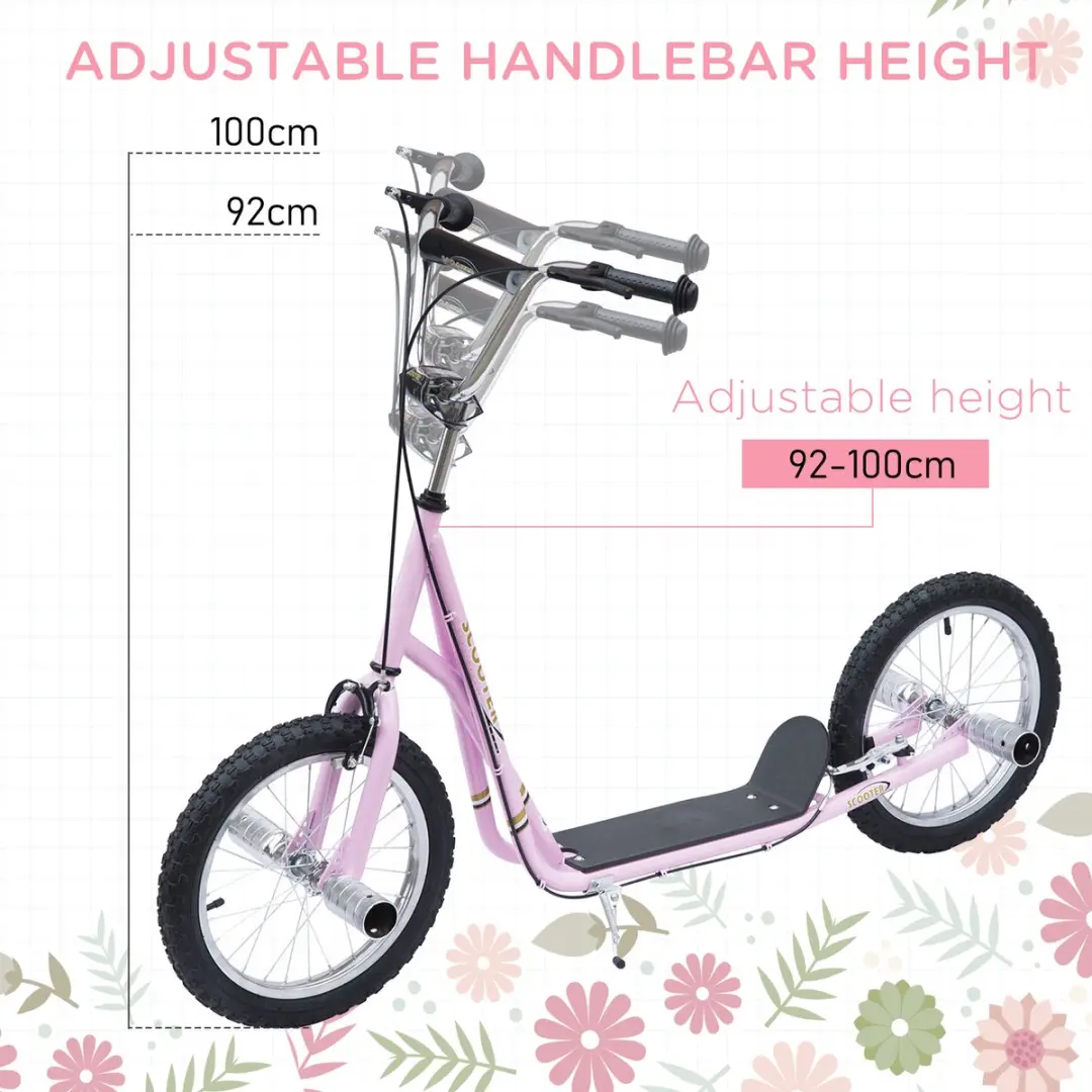 Homcom Kinderstep Roze - 16 Inch - Met Handrem
