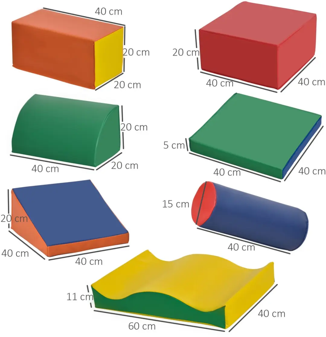 Homcom Kinder Softplay Set - 7-delig - 60x40x11cm - Kleurrijk