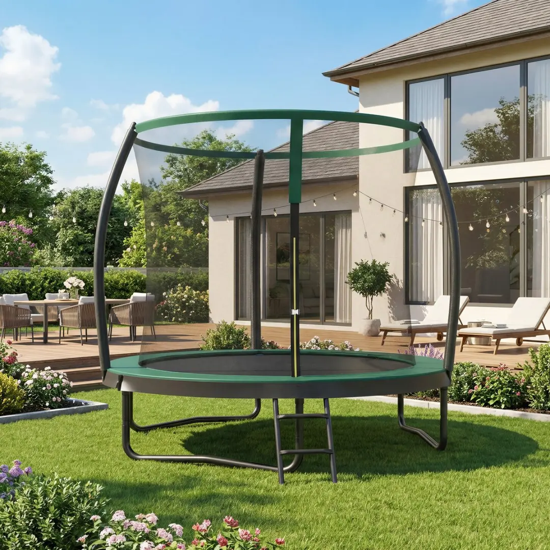 Songmics Trampoline 244cm - Zwart/donkergroen - Veiligheidsnet