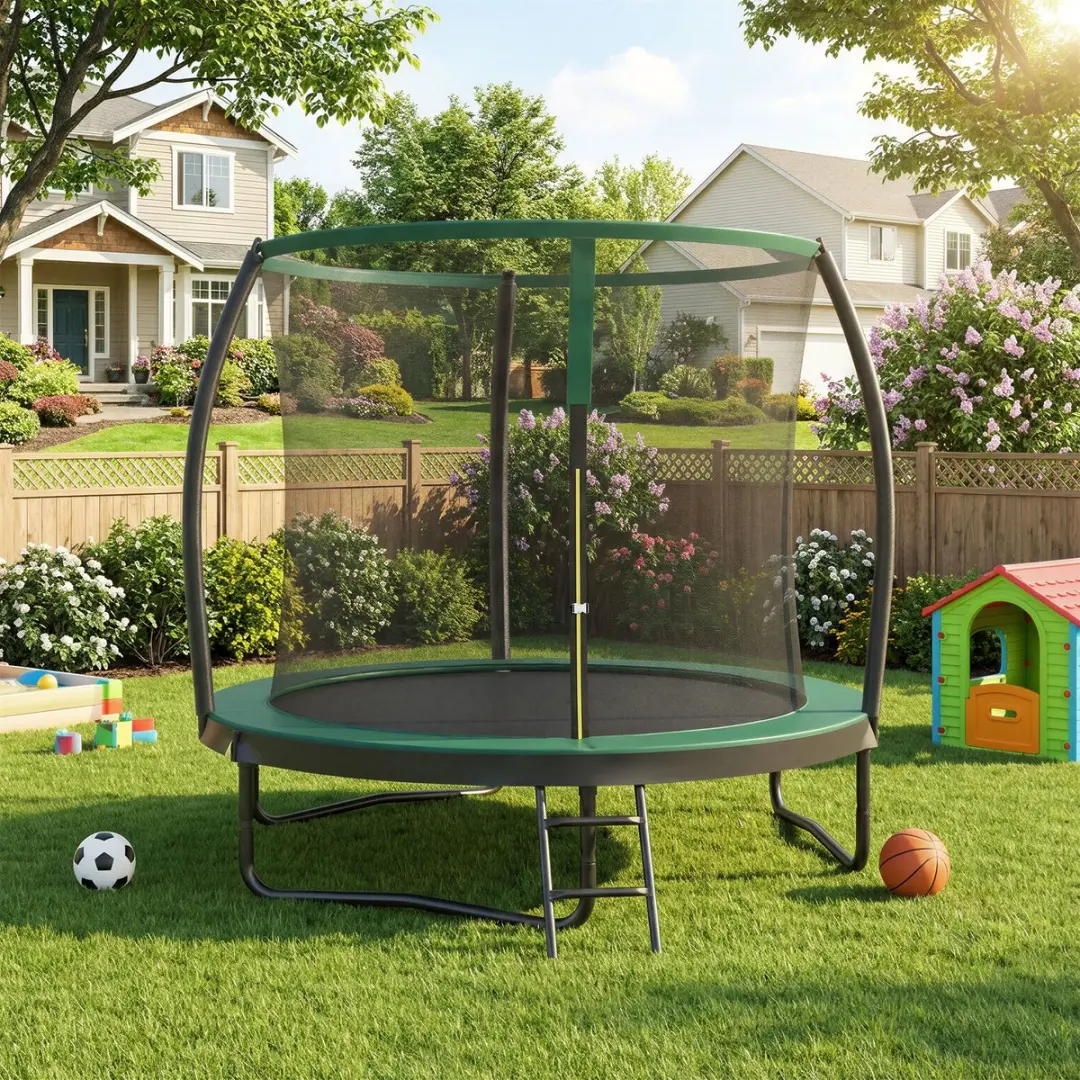 Songmics Trampoline 244cm - Zwart/donkergroen - Veiligheidsnet