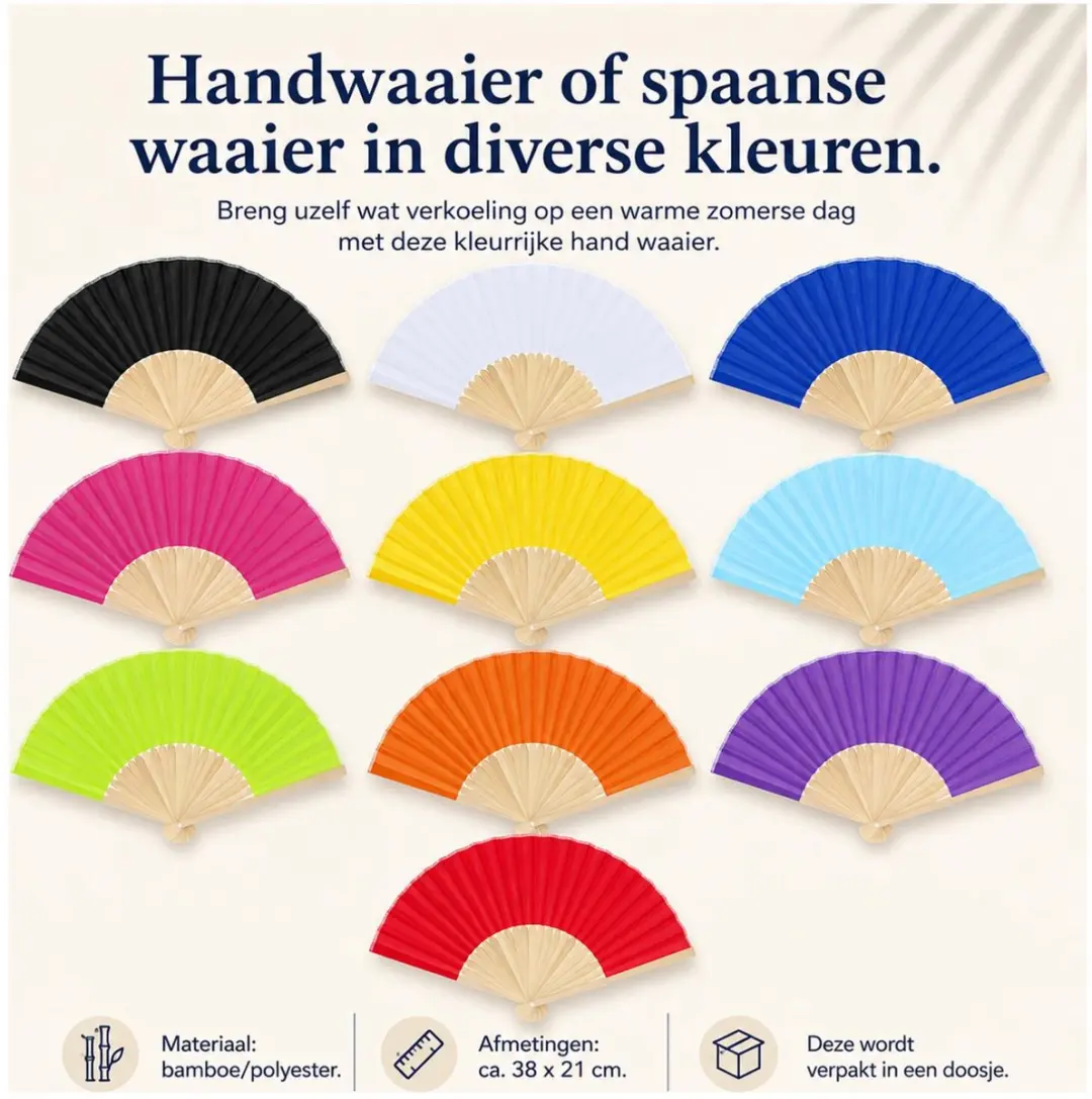 Bellatio Design Spaanse Handwaaier - Paars - 38x21cm
