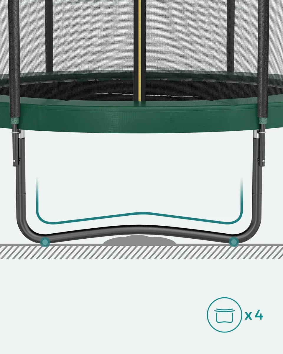 Songmics Trampoline 366cm - Veiligheidsnet - Zwart/donkergroen
