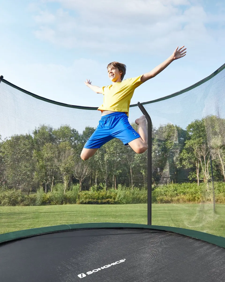 Songmics Trampoline 366cm - Veiligheidsnet - Zwart/donkergroen