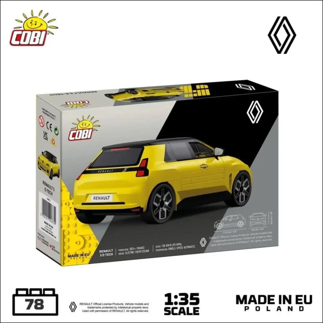 Cobi Renault 5 E-Tech - 78 Stukken - Geel/Zwart - afbeelding 5 van 6