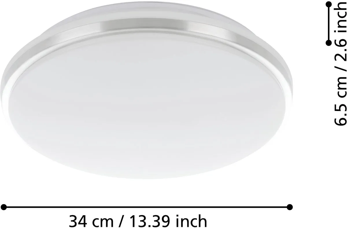 Eglo Pinetto Plafondlamp LED - 34cm - Wit/Chroom