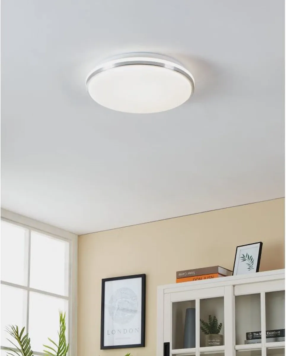 Eglo Pinetto Plafondlamp LED - 34cm - Wit/Chroom