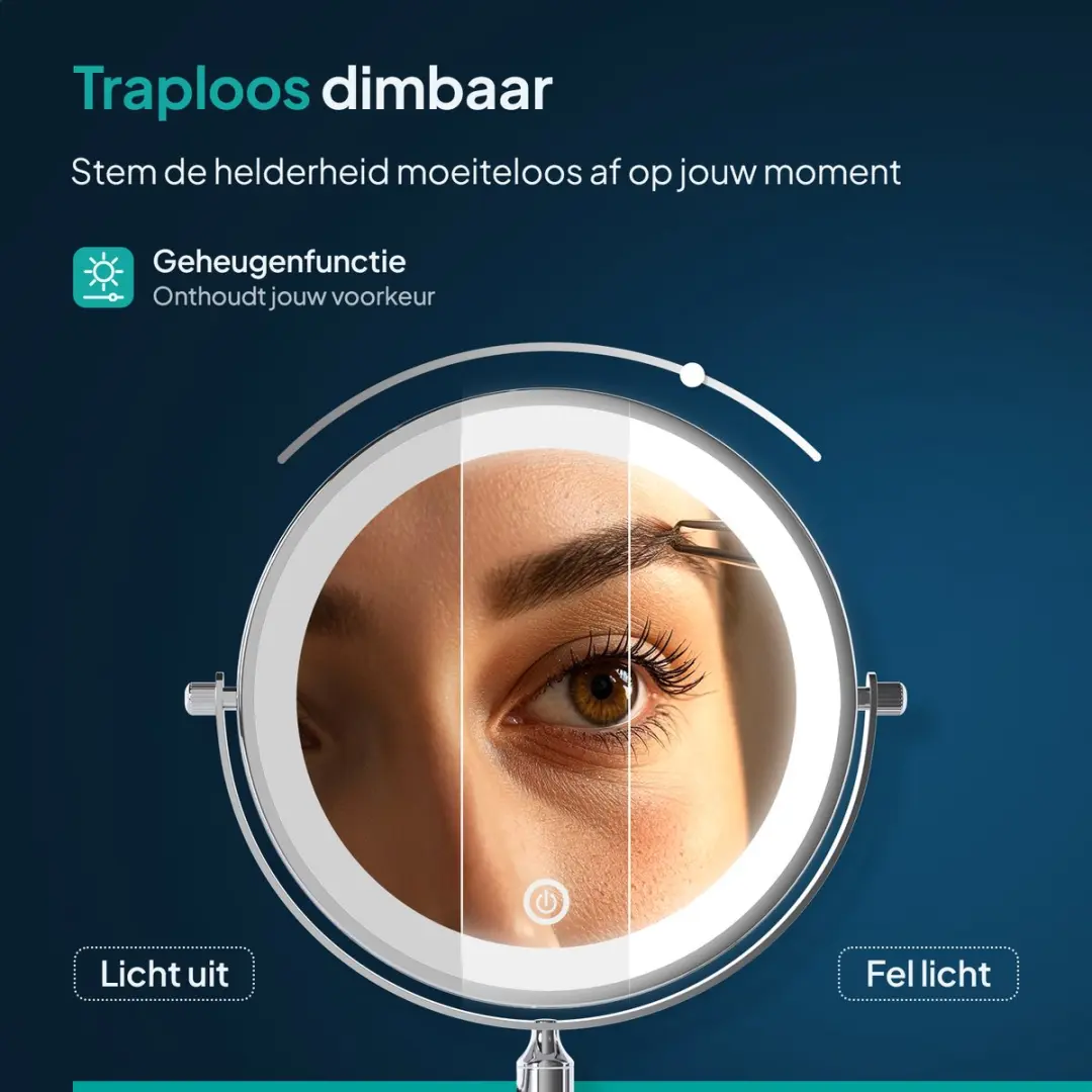 Mirlux Make-upspiegel 10x Vergroting - Oplaadbaar - Chroom