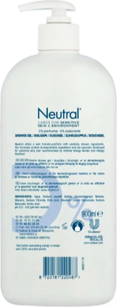 Neutral Parfumvrije Douchgel 6x900ml