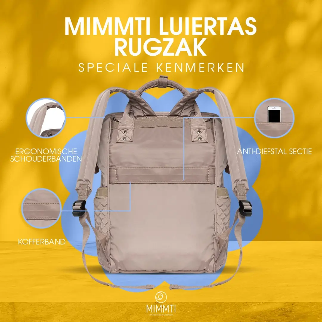 Mimmti Luiertas Rugzak NanaBeebi - Beige - Verschoonmatje & Flessenwarmhouder