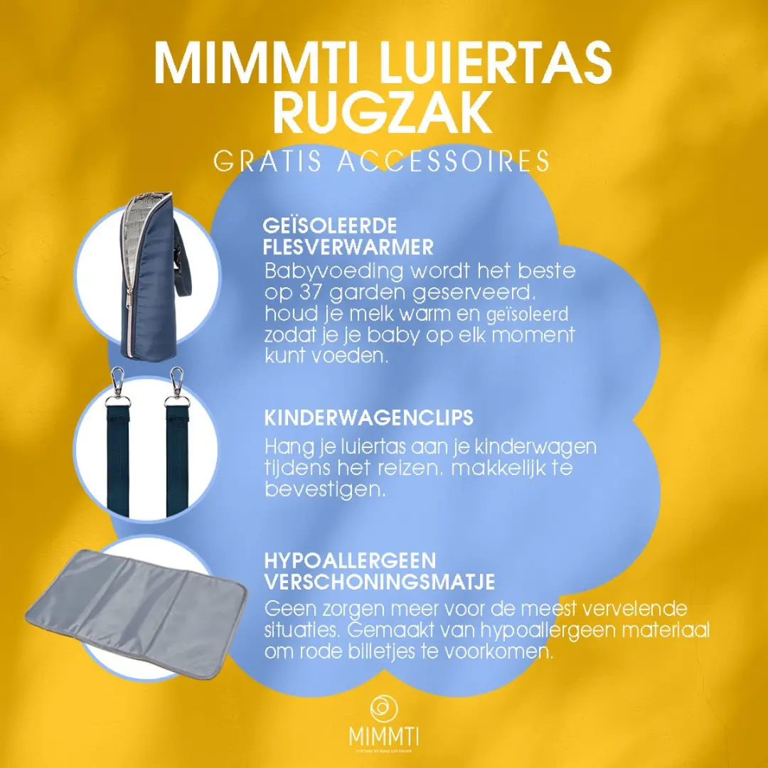 Mimmti Luiertas Rugzak NanaBeebi - Blauw - Inclusief flessenwarmhouder