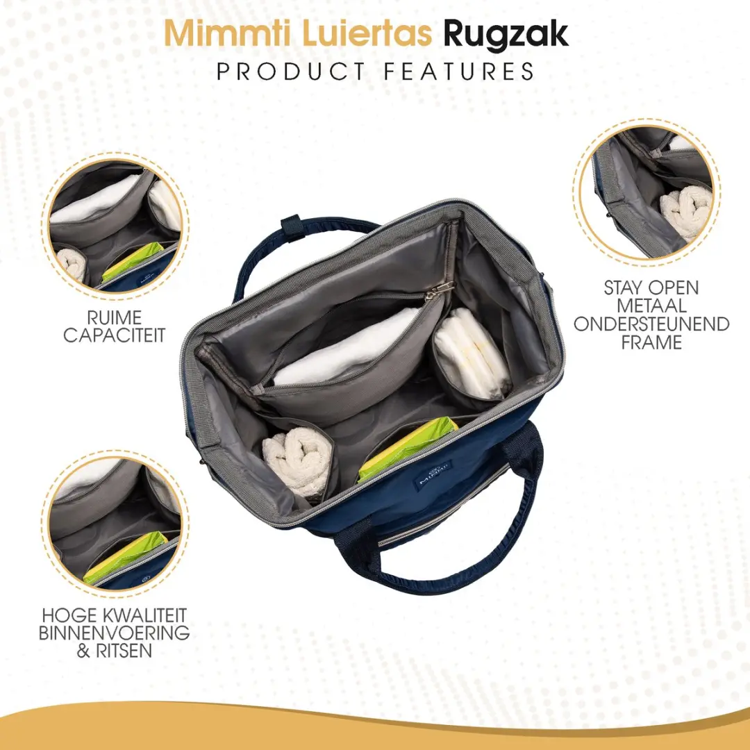 Mimmti Luiertas Rugzak NanaBeebi - Blauw - Inclusief flessenwarmhouder