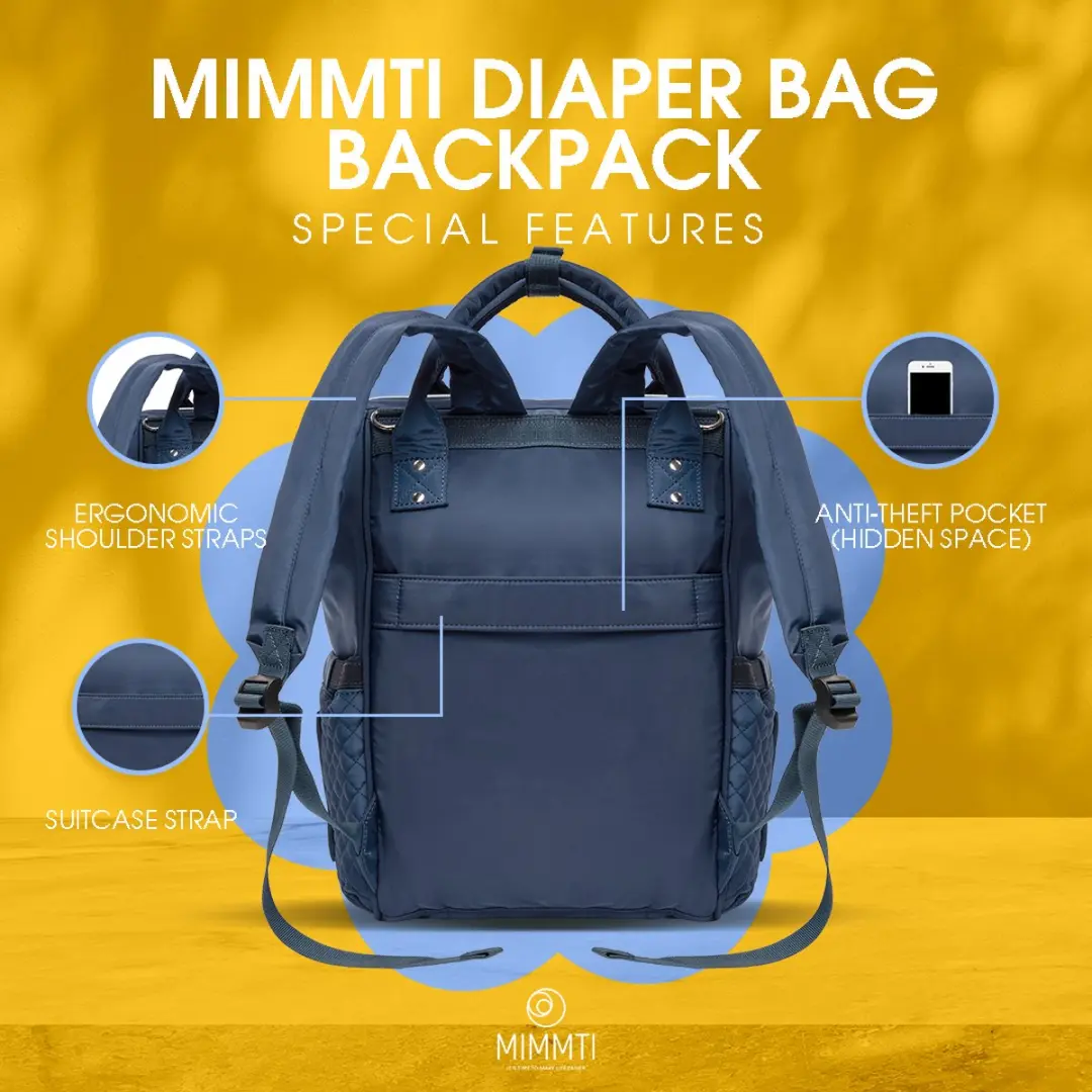 Mimmti Luiertas Rugzak NanaBeebi - Blauw - Inclusief flessenwarmhouder
