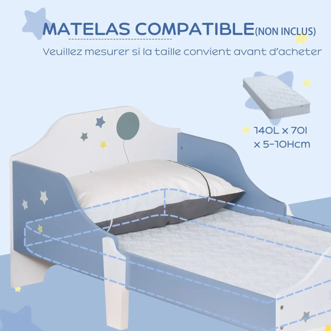 Homcom Kinderbed 143x74x59cm - Blauw/Wit