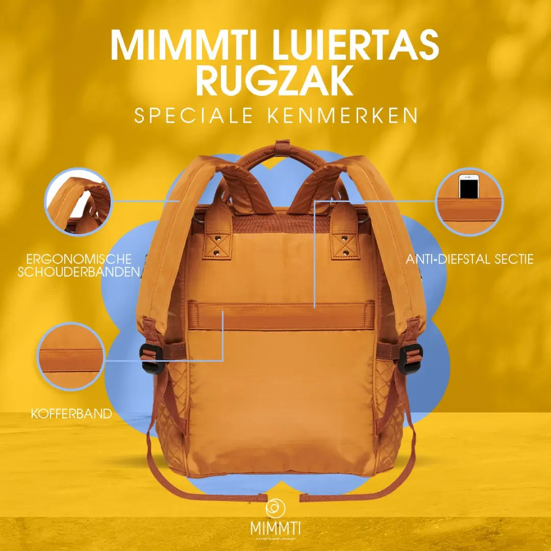 Mimmti Luiertas Rugzak NanaBeebi - Cognac - Met Verschoonmat & Flessenwarmhouder