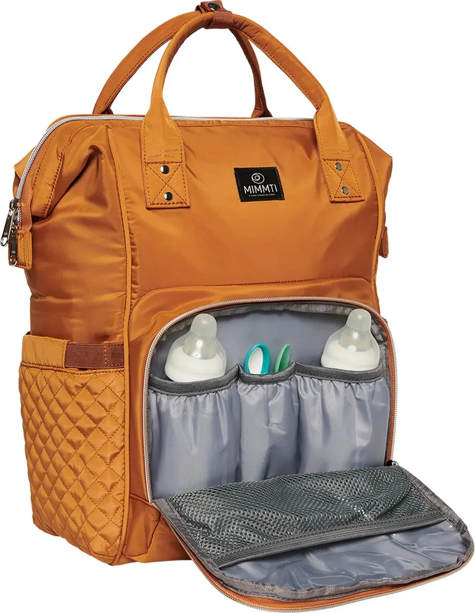 Mimmti Luiertas Rugzak NanaBeebi - Cognac - Met Verschoonmat & Flessenwarmhouder