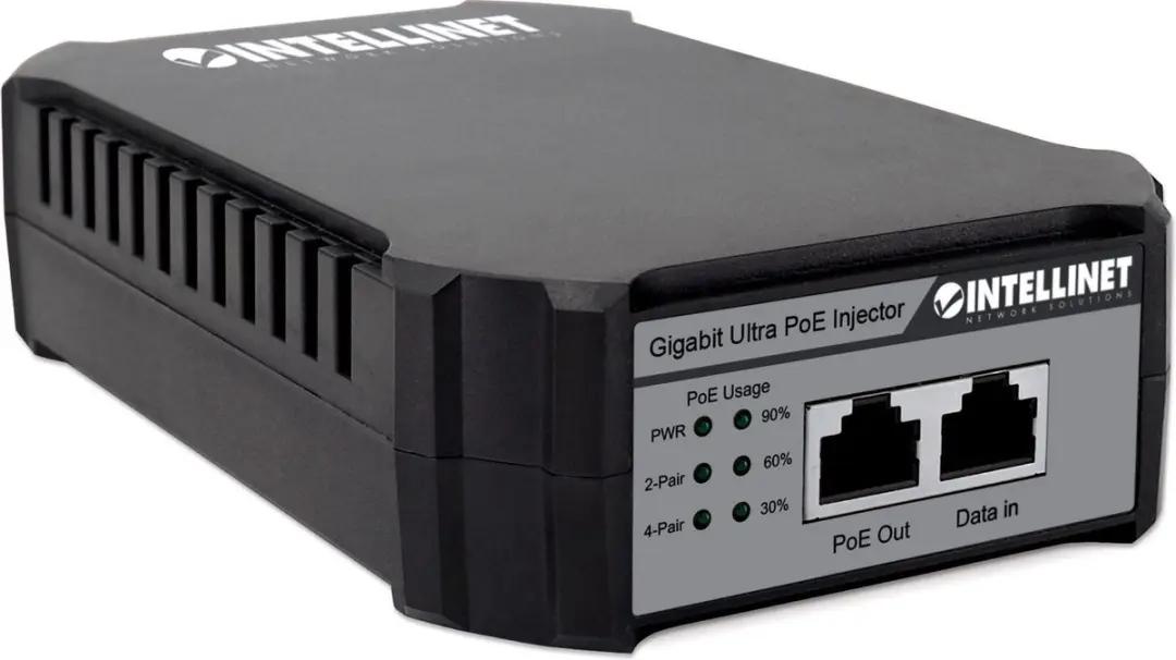 Intellinet 561495 PoE Adapter & Injector Gigabit Ethernet - Zwart/Grijs