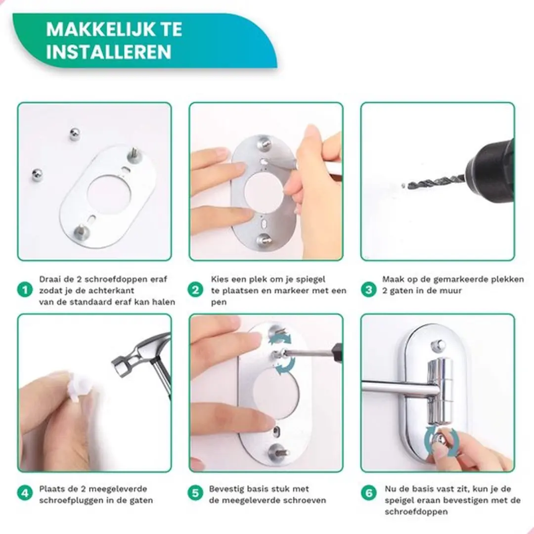 Mirlux Make-up Spiegel 5x Vergroting - Oplaadbaar - Ø20cm - Chroom
