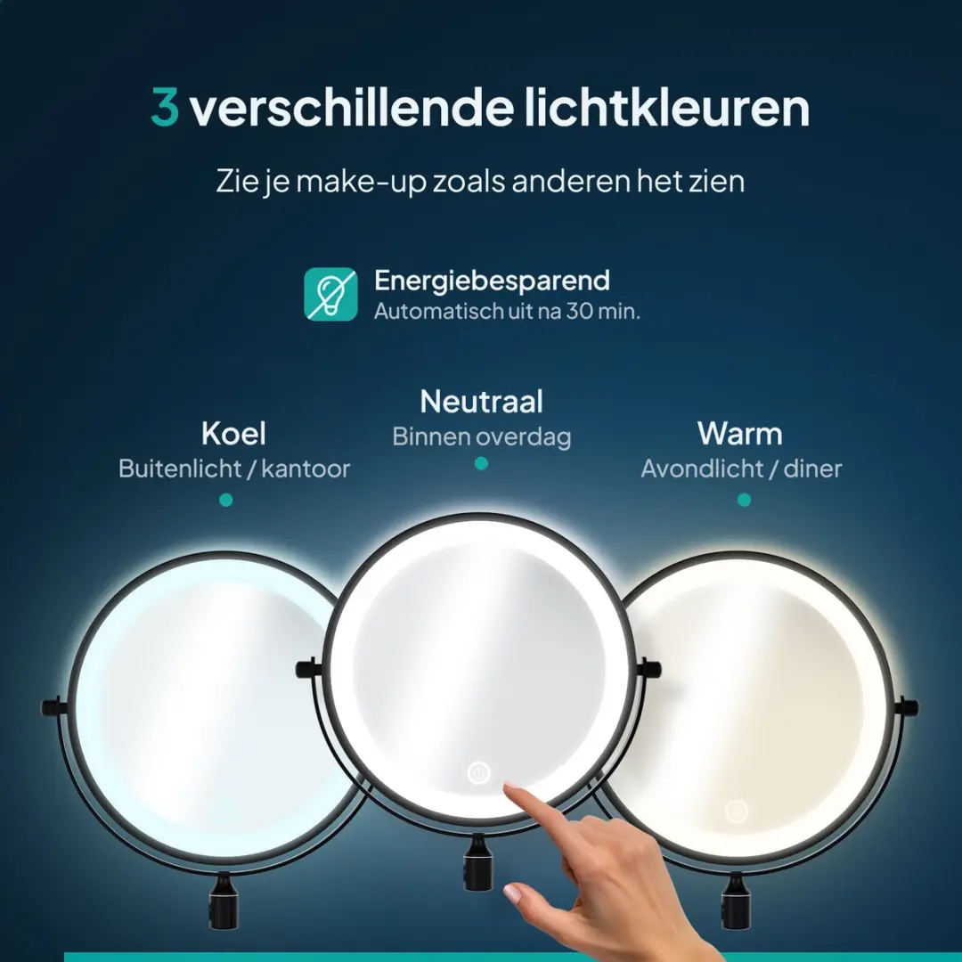 Mirlux Make-up Spiegel 5X - Oplaadbaar - Zwart
