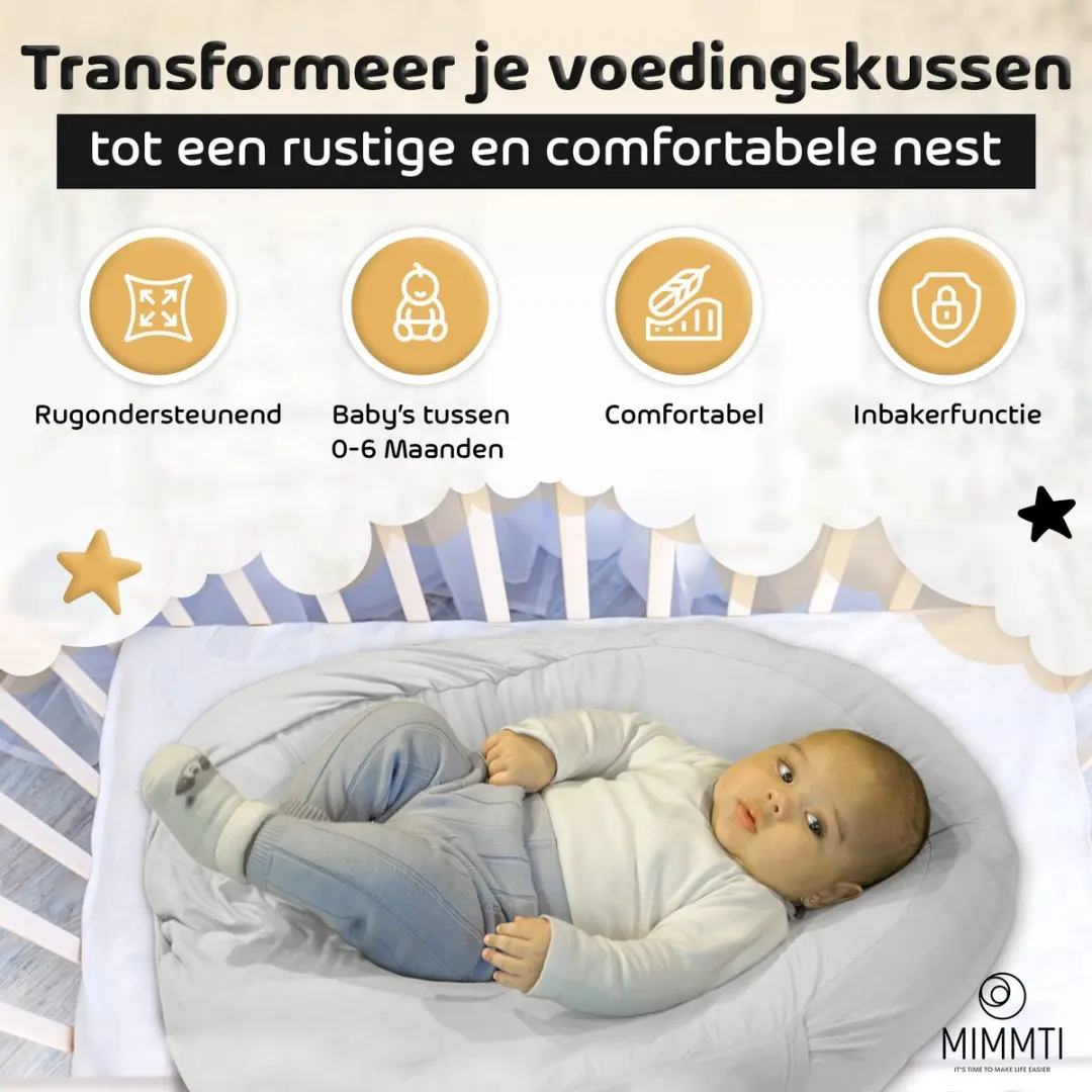 Mimmti Sleepynest Relaxhoes Grijs - Voedingskussenhoes - afbeelding 6 van 6