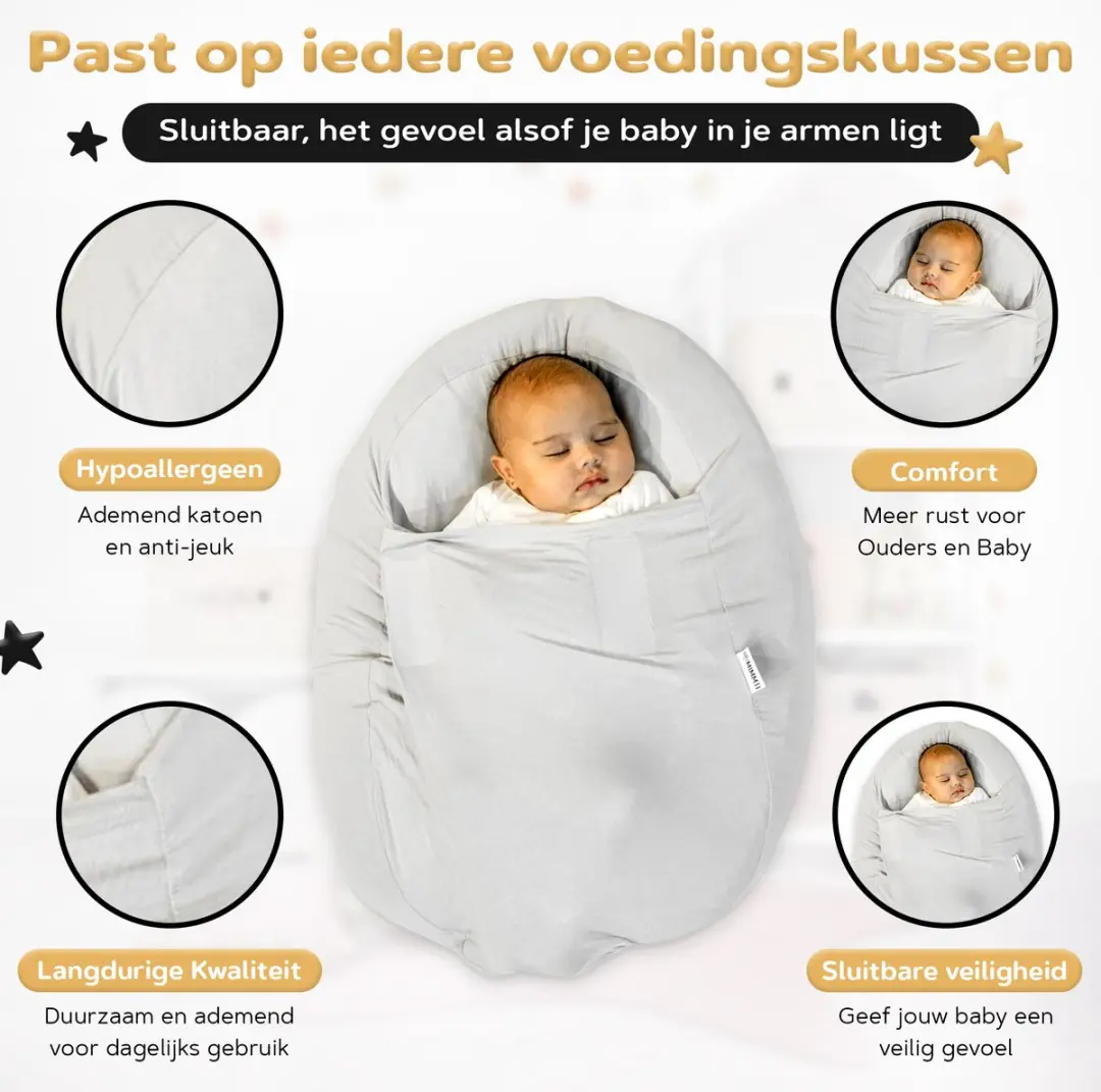 Mimmti Sleepynest Relaxhoes Grijs - Voedingskussenhoes