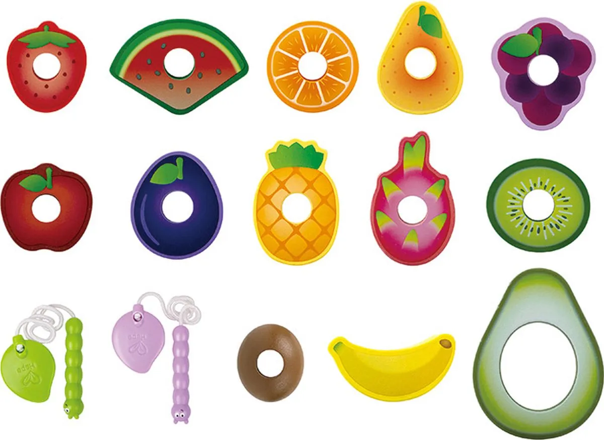 Hape Houten Rijgset Fruit E1072A - Multicolor - afbeelding 3 van 6