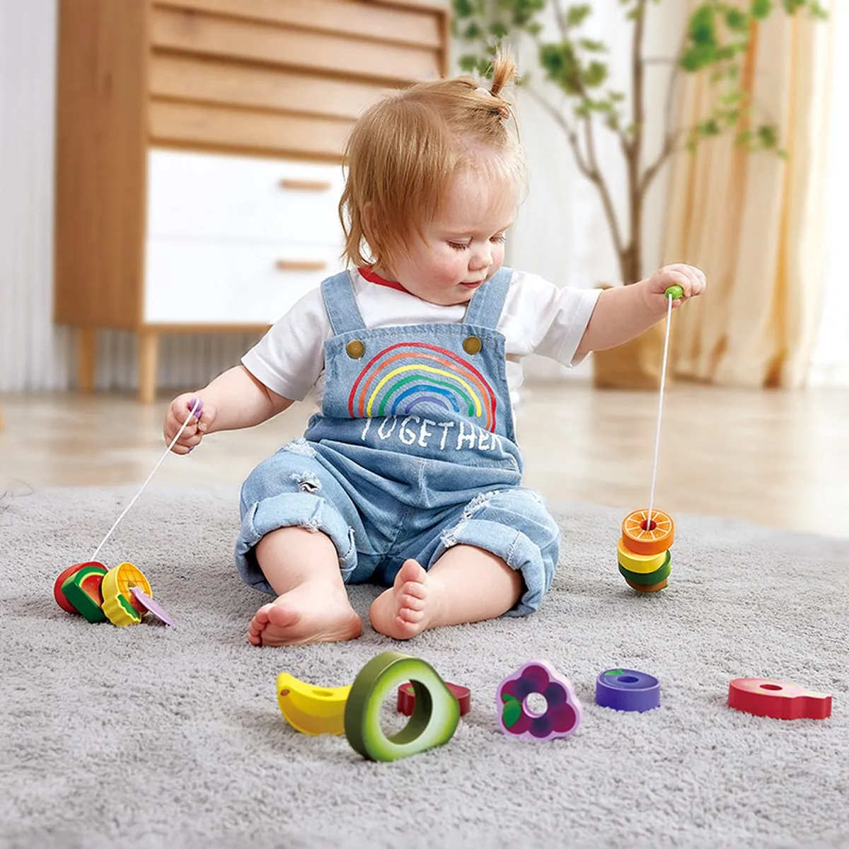 Hape Houten Rijgset Fruit E1072A - Multicolor - afbeelding 4 van 6