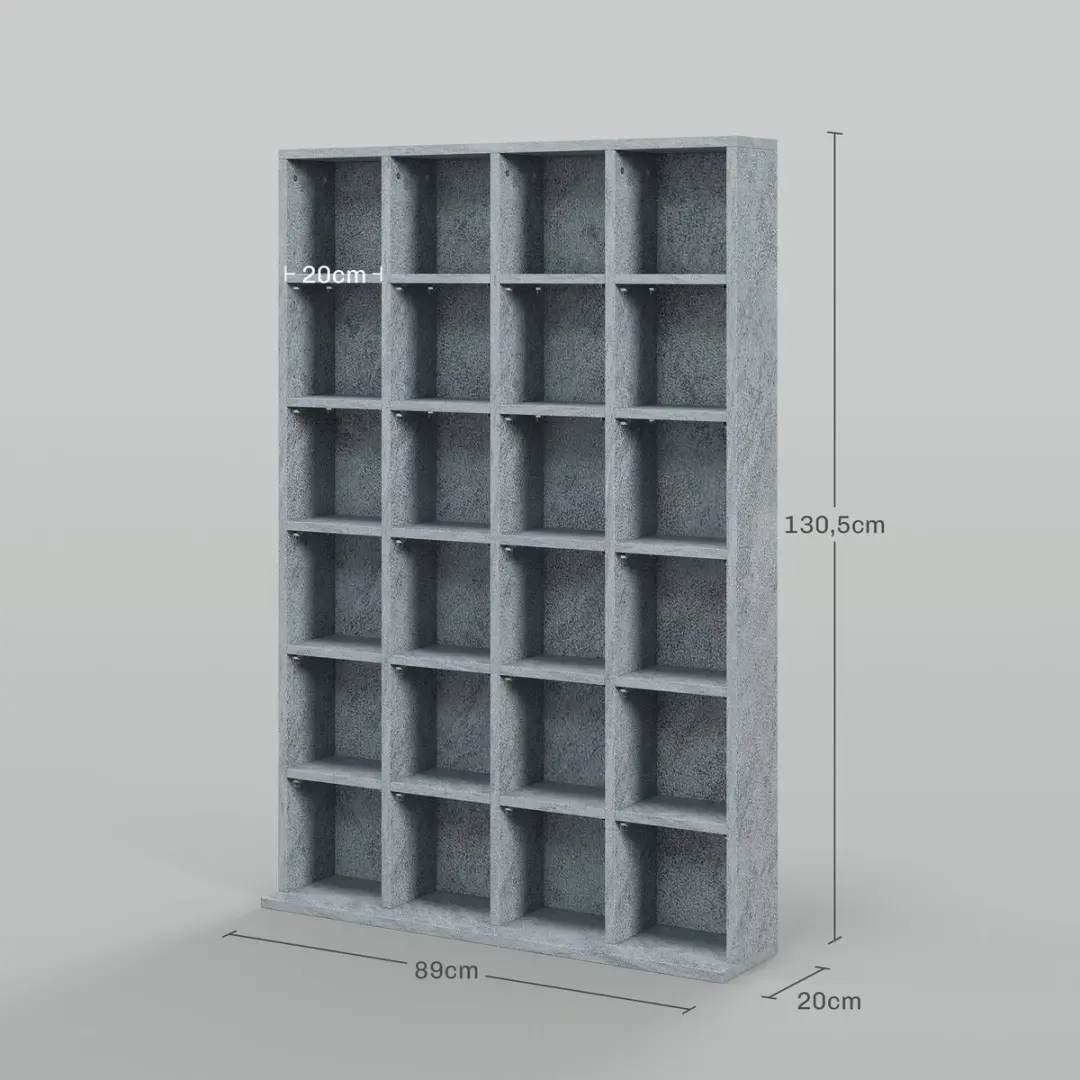 Homcom CD-opbergmeubel 89x20x130,5cm Grijs - 40 Vakken