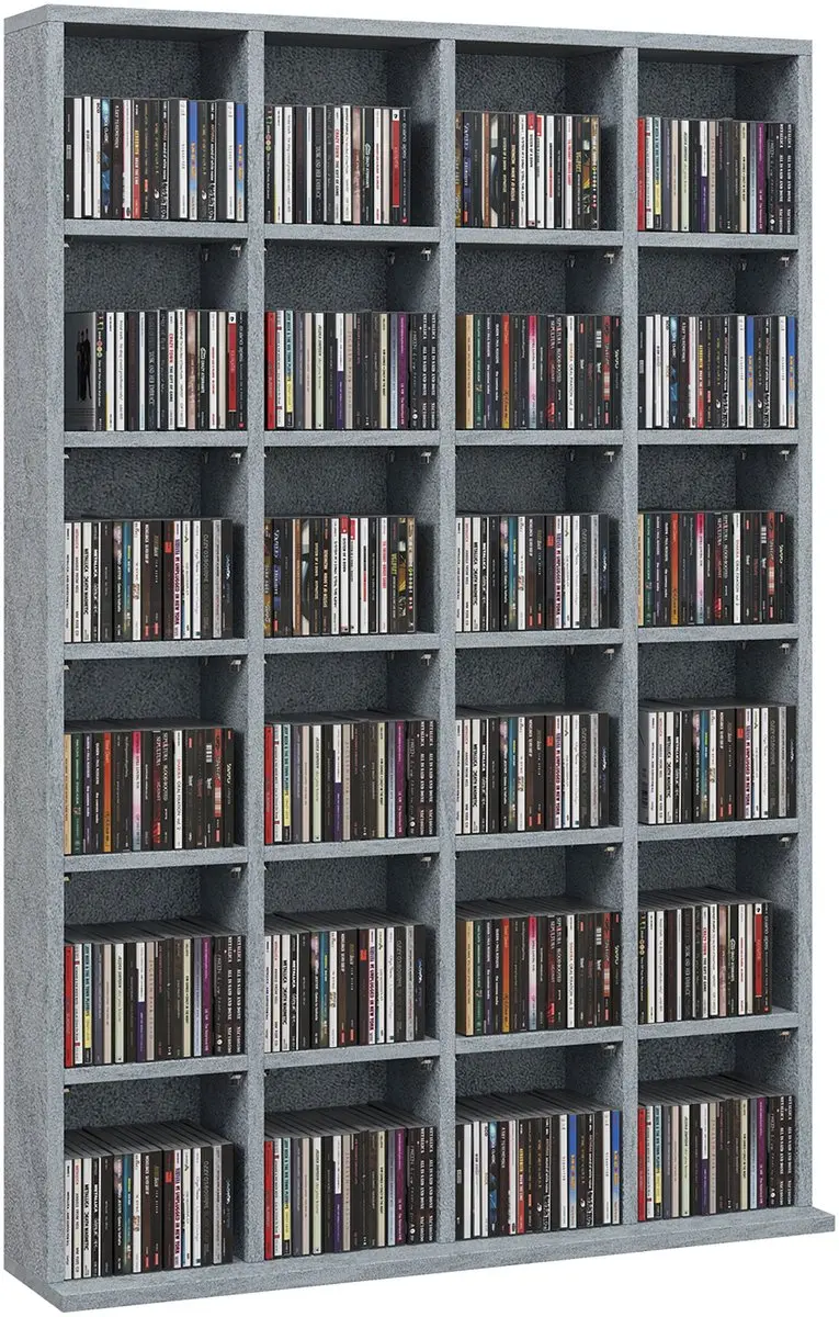 Homcom CD-opbergmeubel 89x20x130,5cm Grijs