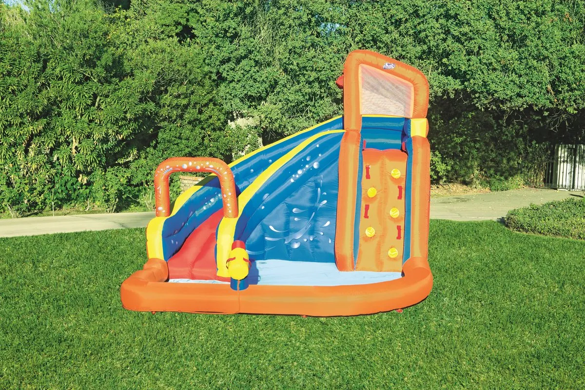 Waterpark turbo splash met klimwand en zwembad, incl airblower - 365x320x270cm