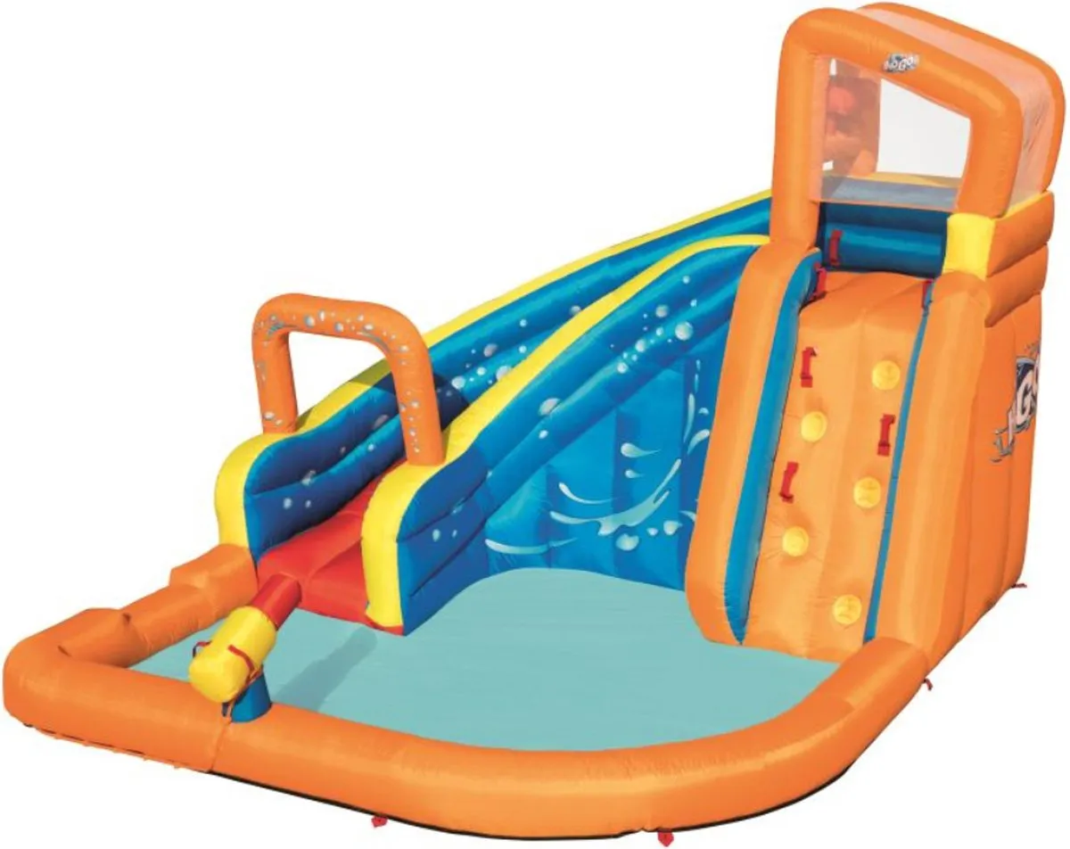 Waterpark turbo splash met klimwand en zwembad, incl airblower - 365x320x270cm