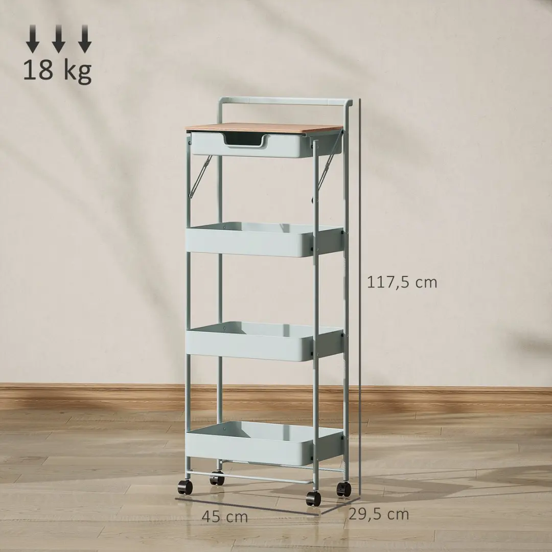 Homcom Gereedschapswagen PP 45x29,5x117,5cm - Groen