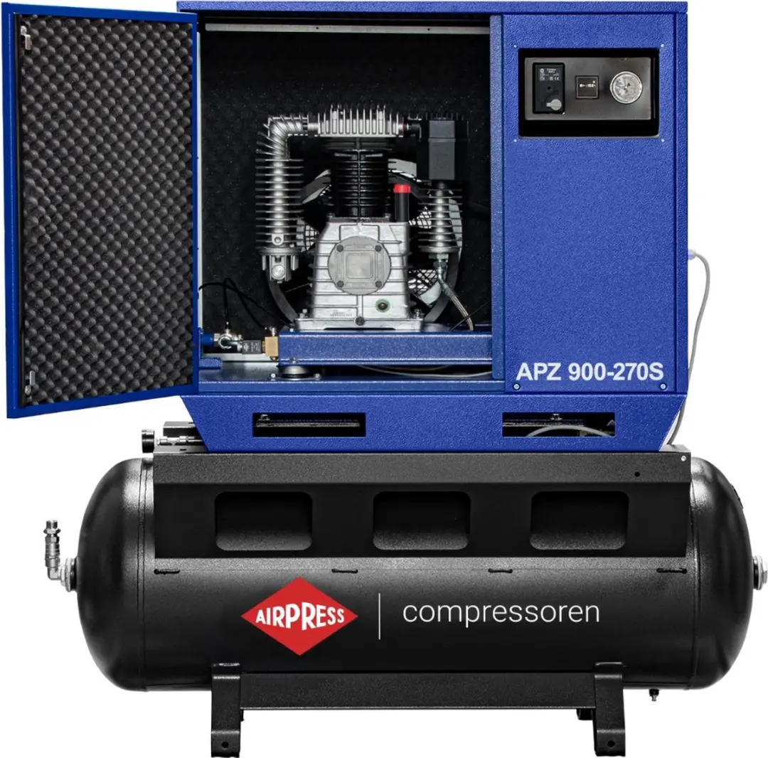 Airpress APZ 900-270S Compressor 10 bar - 5.5 kW - 611 l/min - 270L - Blauw/Zwart