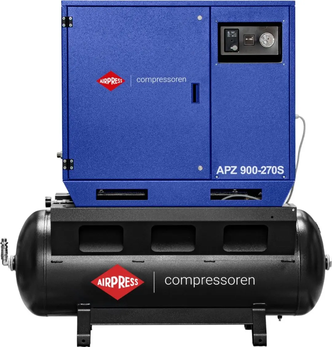 Airpress APZ 900-270S Compressor 10 bar - 5.5 kW - 611 l/min - 270L - Blauw/Zwart