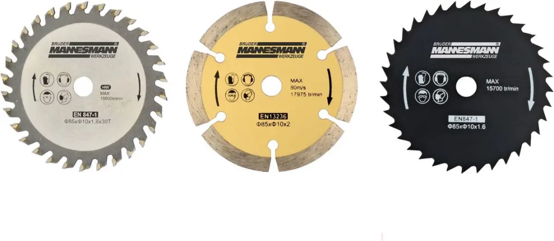 Brüder Mannesmann Minihandcirkelzaag 429297 - 85mm - 3 Zaagbladen