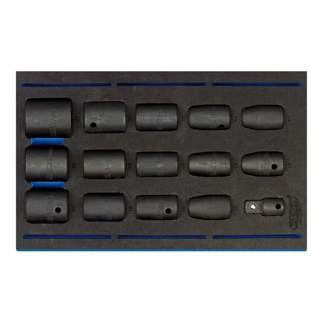 Draper 1/2" Slagdoppen Set 15-delig - Blauw