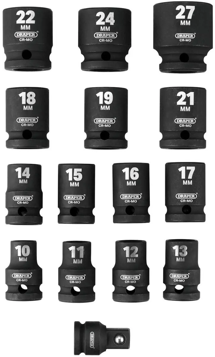 Draper 1/2" Slagdoppen Set 15-delig - Blauw