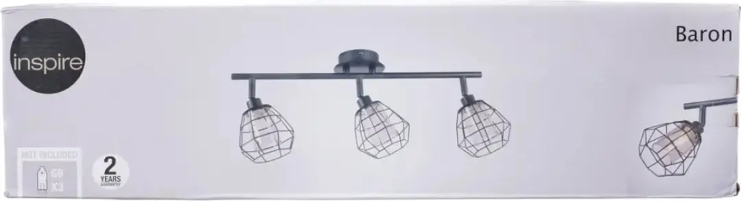Inspire YW3832-M Baron Plafondlamp 3 Spots - Zwart