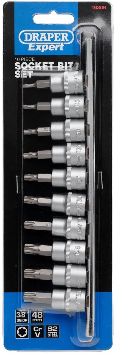 Draper 3/8" Doppenrail Torx - 10-delig