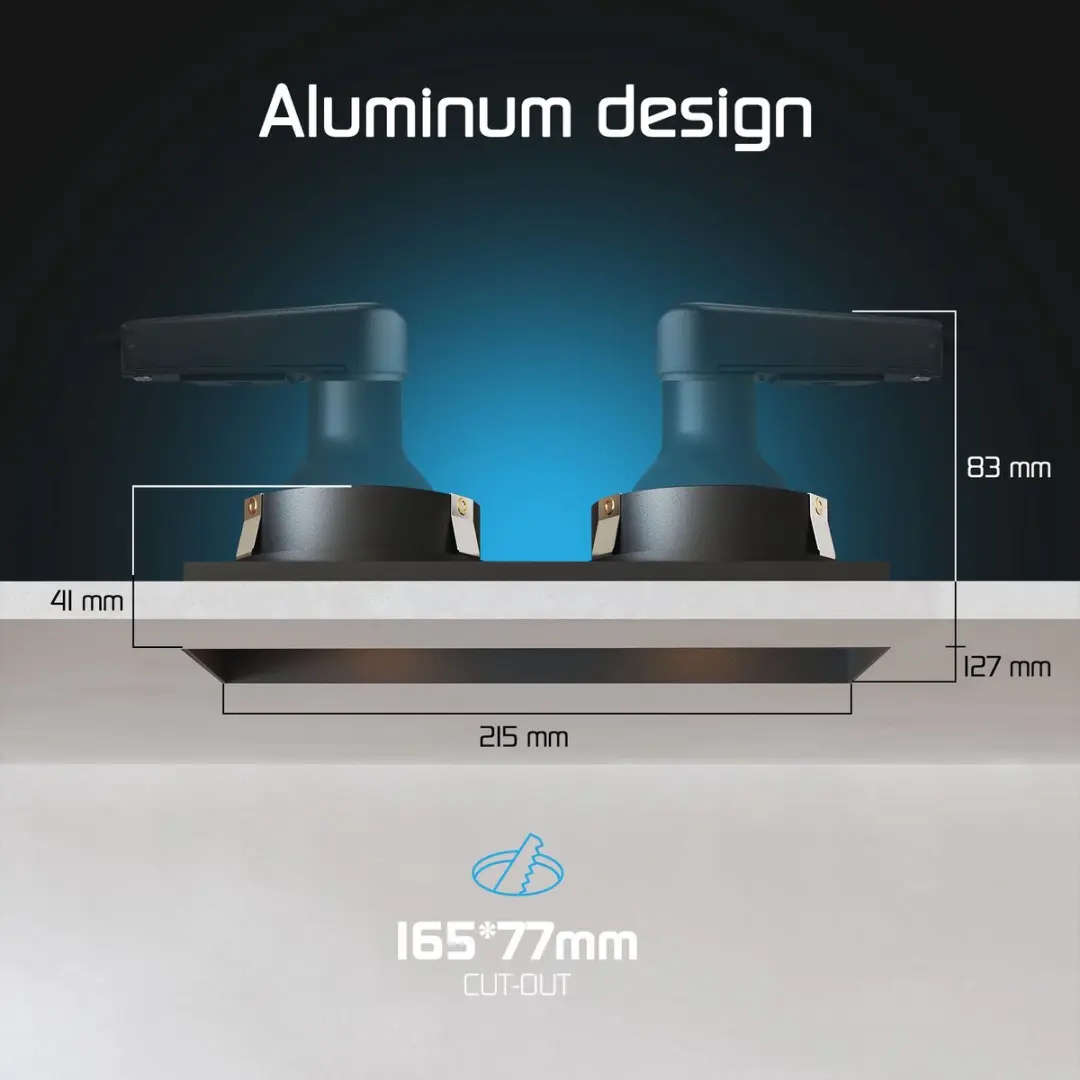 LEDVION Trimless LED Inbouwspot Dubbelarmatuur 130x130mm - 6 Stuks - Zwart
