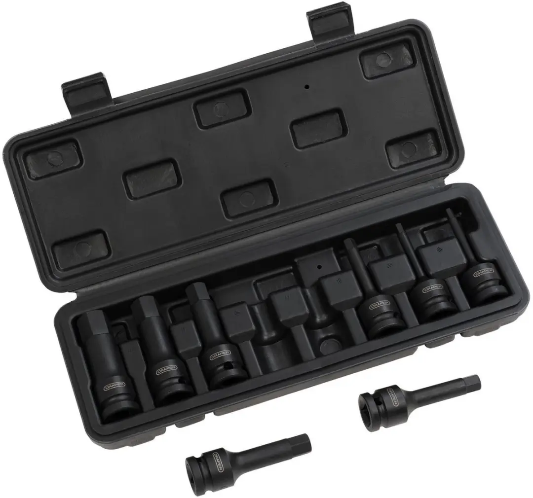 Draper 1/2" Sq. Dr. Impact Bit Set - 8 Stuks