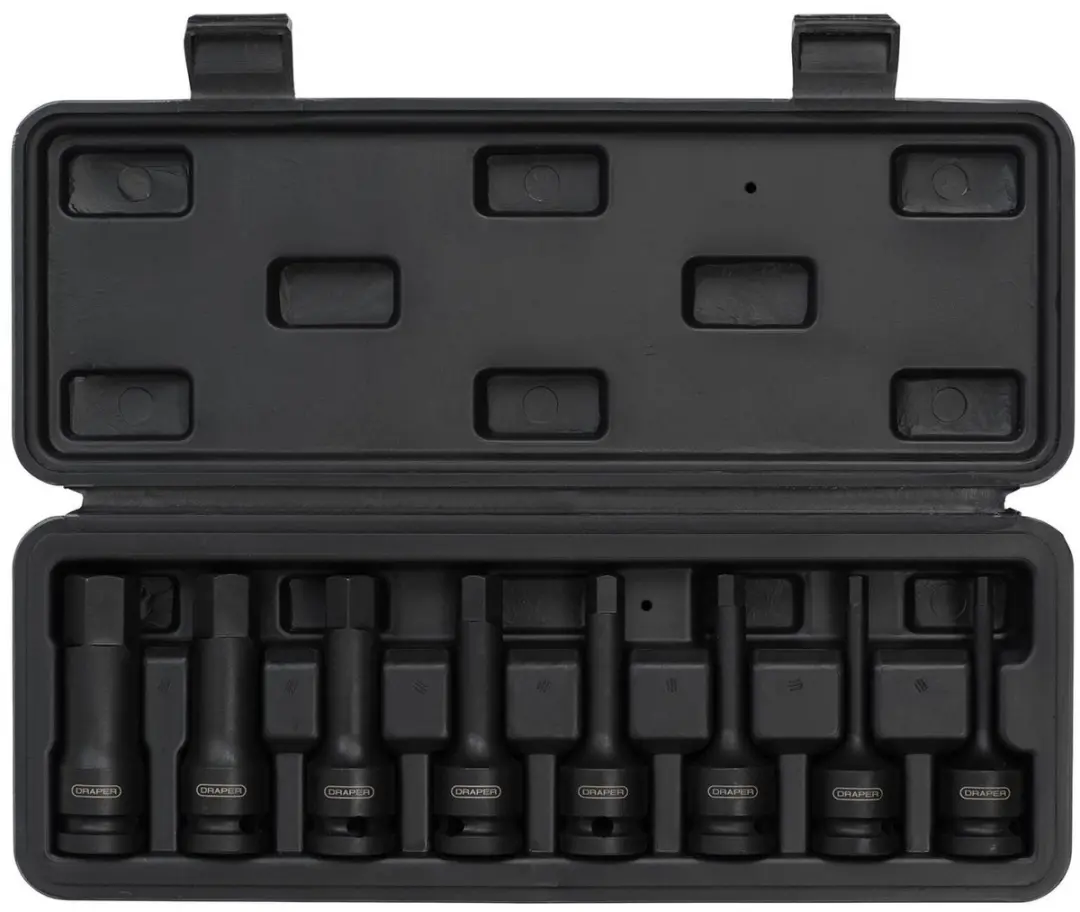 Draper 1/2" Sq. Dr. Impact Bit Set - 8 Stuks