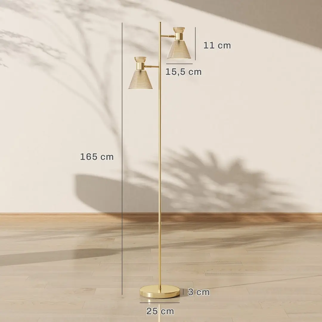 Homcom Vloerlamp Metaal 42x25x165cm - Goud