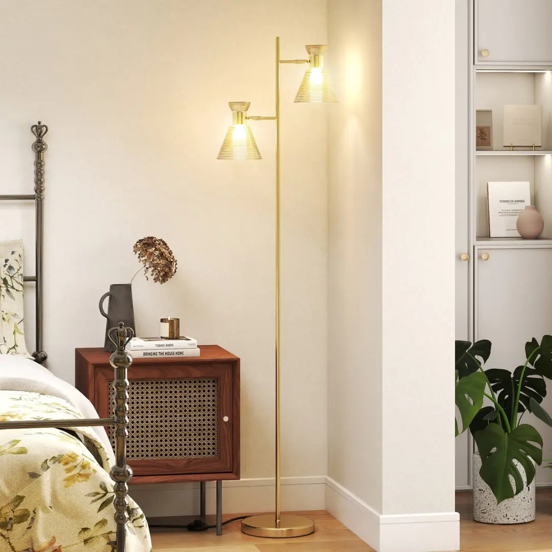 Homcom Vloerlamp Metaal 42x25x165cm - Goud