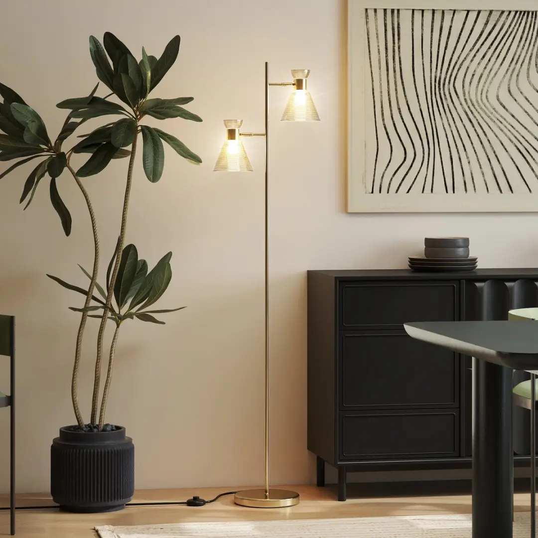 Homcom Vloerlamp Metaal 42x25x165cm - Goud