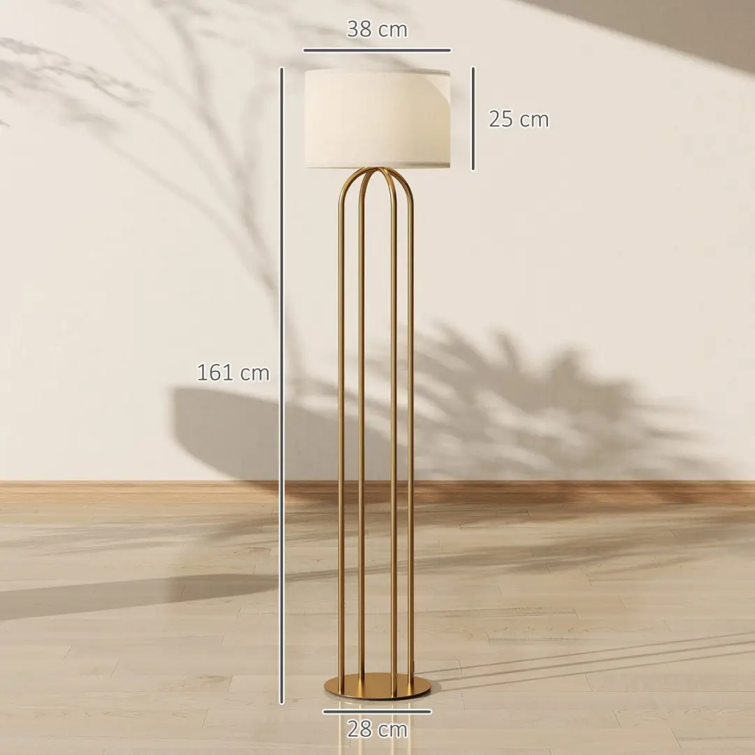 Homcom Staande Lamp Metaal 161cm - Goud
