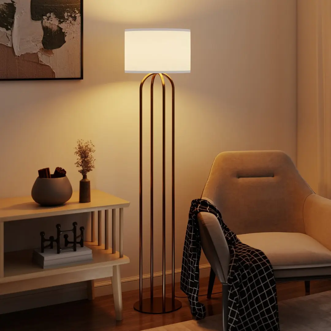 Homcom Staande Lamp Metaal 161cm - Goud - afbeelding 6 van 6