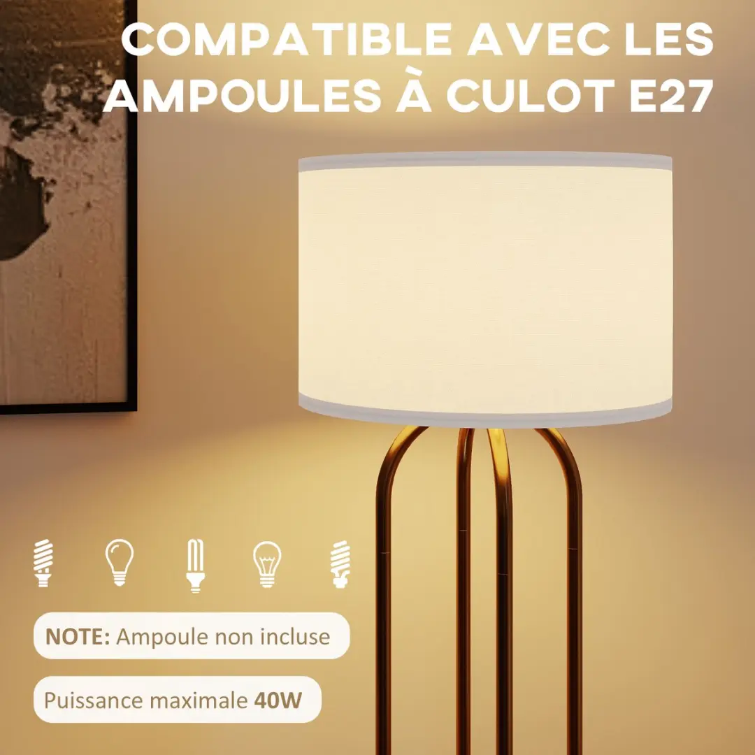 Homcom Staande Lamp Metaal 161cm - Goud